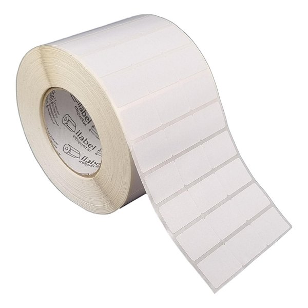 Etiqueta adesiva 34x23mm 3,4x2,3cm (3 colunas) Poliéster branco brilho Zebra ZT230 S4M ZT410 Rolo 90m Tubete 3 polegadas