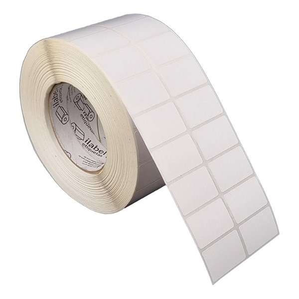 Etiqueta adesiva 40x25mm 4x2,5cm (2 colunas) Poliéster branco p/ alta temperatura Zebra ZT230 S4M Rolo 90m Tubete 3 pol