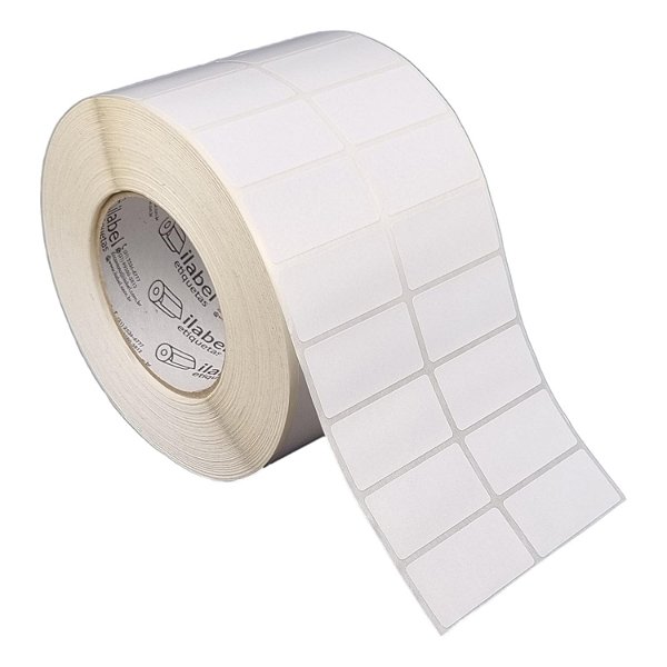 Etiqueta adesiva 50x25mm 5x2,5cm (2 colunas) Poliéster branco p/ alta temperatura Zebra ZT230 S4M Rolo 90m Tubete 3 pol