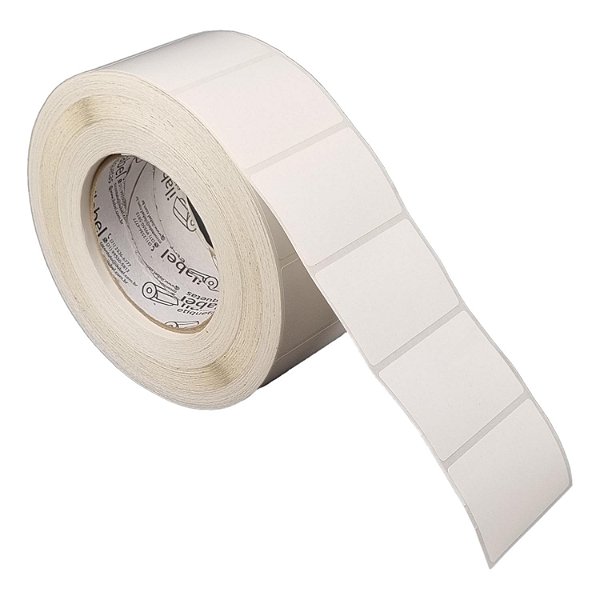 Etiqueta adesiva 60x40mm 6x4cm Poliéster branco brilho p/ Zebra ZT230 S4M ZT410 - Rolo c/ 2094 (90m) Tubete 3 polegadas