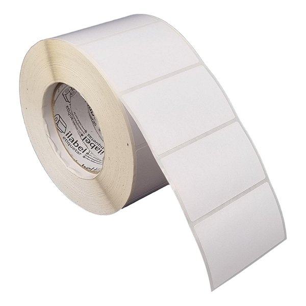 Etiqueta adesiva 85x50mm 8,5x5cm Poliéster branco brilho p/ Zebra ZT230 S4M ZT410 - Rolo c/ 1698 90m Tubete 3 polegadas