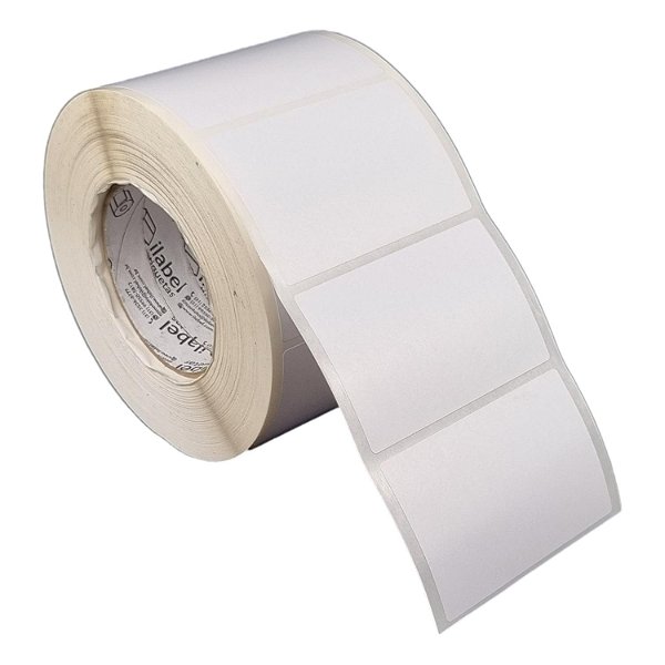 Etiqueta adesiva 90x60mm 9x6cm Poliéster branco brilho p/ Zebra ZT230 S4M ZT410 - Rolo c/ 1428 (90m) Tubete 3 polegadas