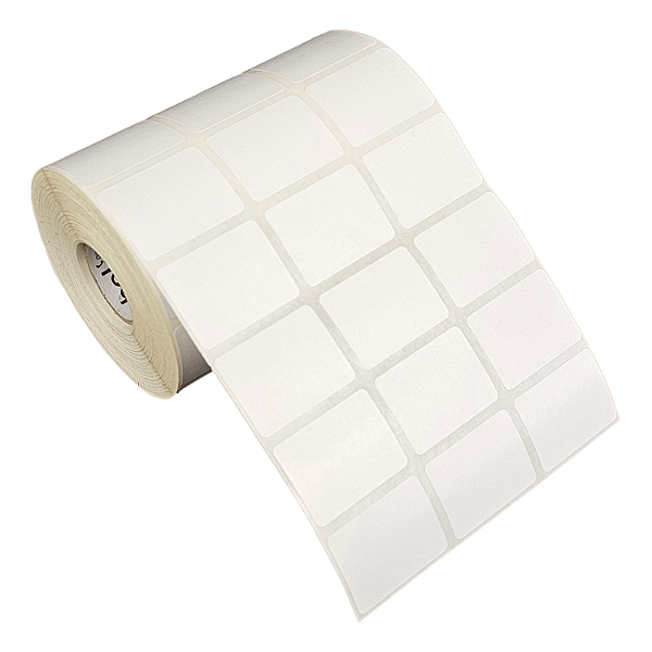 Etiqueta adesiva 33x25mm 3,3x2,5cm (3 colunas) Poliéster branco brilho p/ Zebra Argox Elgin - Rolo c/ 3213 (30m)