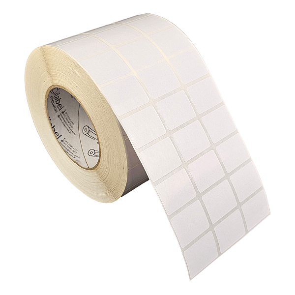 Etiqueta adesiva 33x25mm 3,3x2,5cm (3 colunas) Poliéster branco brilho Zebra ZT230 S4M ZT410 Rolo 90m Tubete 3 polegadas