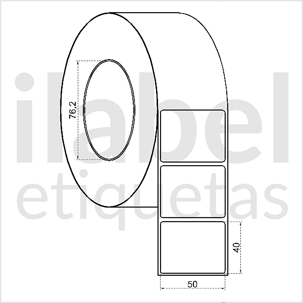 Etiqueta adesiva 50x40mm 5x4cm (1 coluna) Poliéster cromo fosco p/ Zebra ZT230 S4M ZT410 Rolo 90m Tubete 3 polegadas