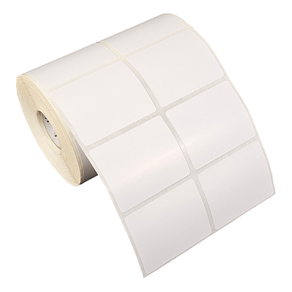 Etiqueta adesiva 50x40mm 5x4cm (2 colunas) Poliéster branco brilho p/ Zebra Argox Elgin - Rolo c/ 1394 (30m)