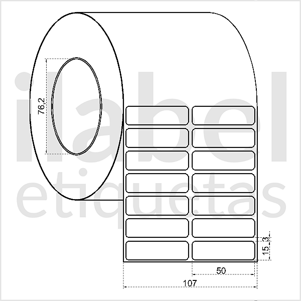 Etiqueta adesiva 50x15mm 5x1,5cm (2 colunas) Poliéster cromo fosco p/ Zebra ZT230 S4M ZT410 Rolo 90m Tubete 3 polegadas