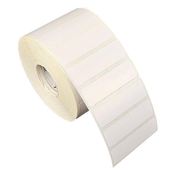 Etiqueta adesiva 50x15mm 5x1,5cm (1 coluna) Poliéster branco brilho p/ Zebra Argox Elgin - Rolo c/ 1666 (30m)