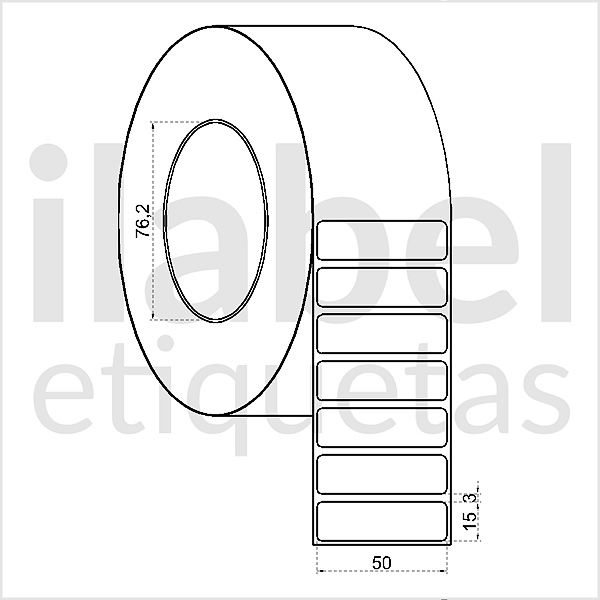 Etiqueta adesiva 50x15mm 5x1,5cm (1 coluna) Poliéster cromo fosco p/ Zebra ZT230 S4M ZT410 Rolo 90m Tubete 3 polegadas