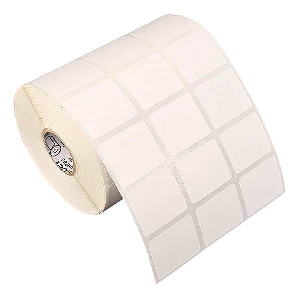 Etiqueta adesiva 30x25mm 3x2,5cm (3 colunas) Poliéster branco brilho p/ Zebra Argox Elgin - Rolo c/ 3213 (30m)