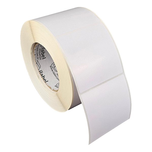 Etiqueta adesiva 80x80mm 8x8cm Poliéster branco brilho p/ Zebra ZT230 S4M ZT410 - Rolo c/ 1083 (90m) Tubete 3 polegadas