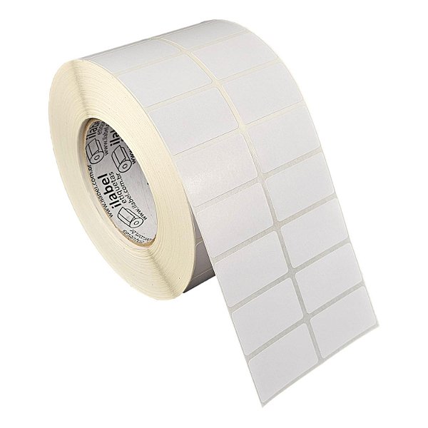 Etiqueta adesiva 45x25mm 4,5x2,5cm (2 colunas) Poliéster branco brilho p/ Zebra ZT230 S4M ZT410 Rolo c/ 90m Tubete 3 pol