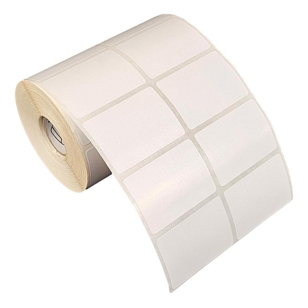 Etiqueta adesiva 50x35mm 5x3,5cm (2 colunas) Poliéster branco brilho p/ Zebra Argox Elgin - Rolo c/ 1578 (30m)