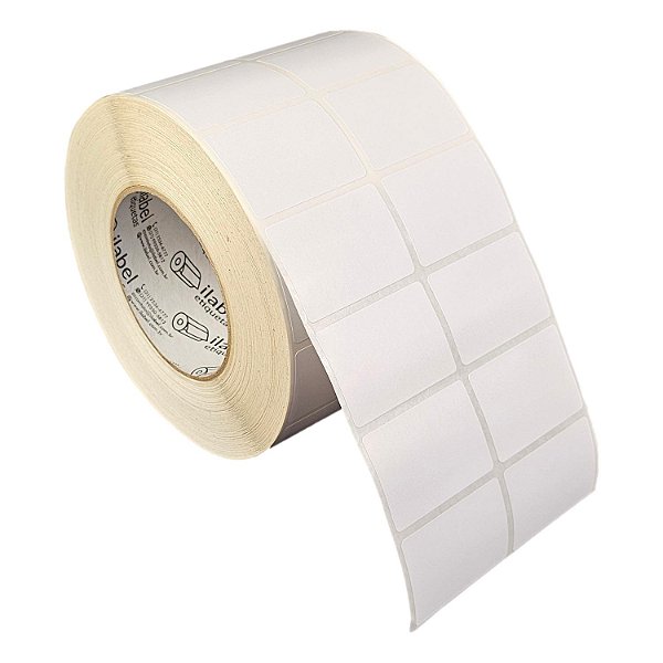 Etiqueta adesiva 50x35mm 5x3,5cm (2 colunas) Poliéster branco brilho Zebra ZT230 S4M ZT410 Rolo 90m Tubete 3 polegadas