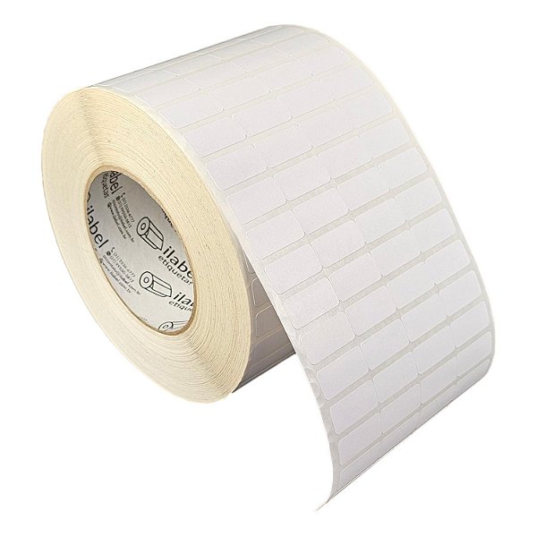 Etiqueta adesiva 25x12mm 2,5x1,2cm (4 colunas) Poliéster branco brilho Zebra ZT230 S4M ZT410 Rolo 90m Tubete 3 polegadas