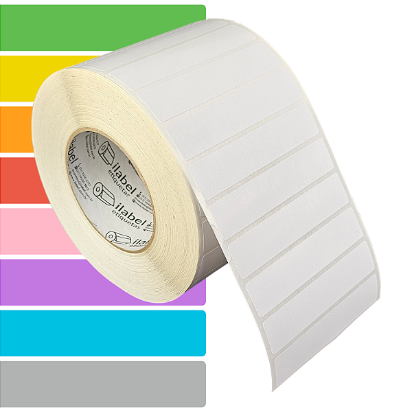 Etiqueta adesiva 100x20mm 10x2cm Couche p/ Zebra ZT230 S4M ZT410 - Rolo c/ 3912 (90m) Tubete 3 polegadas