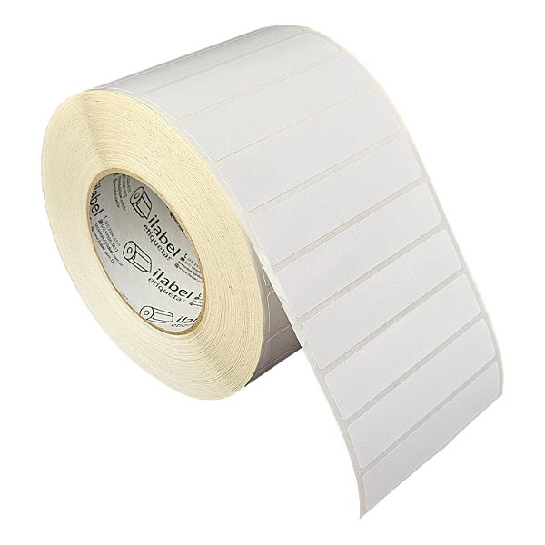 Etiqueta adesiva 100x20mm 10x2cm Poliéster branco brilho p/ Zebra ZT230 S4M ZT410 Rolo c/ 3912 90m Tubete 3 polegadas