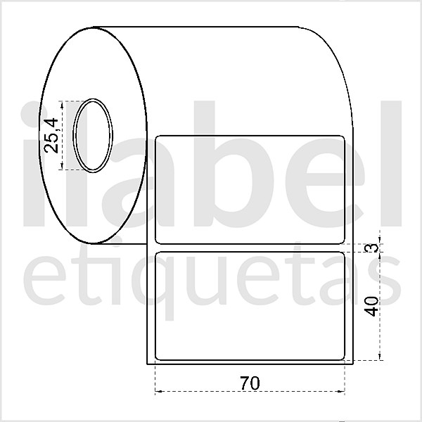 Etiqueta adesiva 70x40mm 7x4cm Poliéster cromo fosco p/ Zebra Argox Elgin - Rolo c/ 698 (30m)