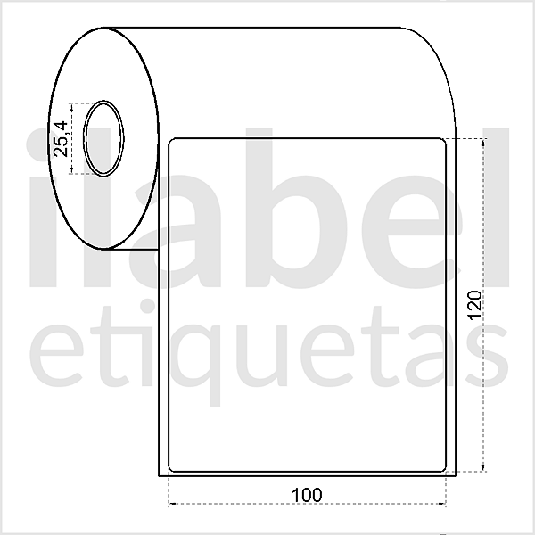 Etiqueta adesiva 100x120mm 10x12cm Poliéster cromo fosco p/ Zebra Argox Elgin - Rolo c/ 243 (30m)