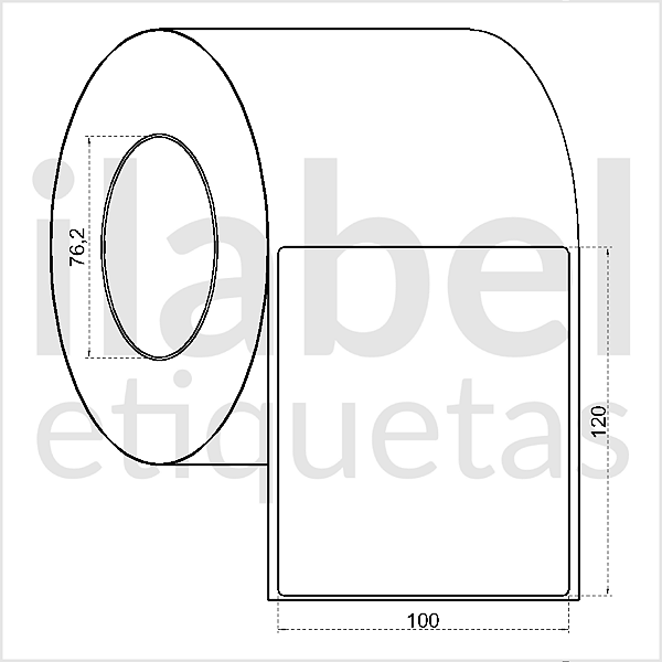 Etiqueta adesiva 100x120mm 10x12cm Poliéster cromo fosco p/ Zebra ZT230 S4M ZT410 - Rolo c/ 729 (90m) Tubete 3 polegadas