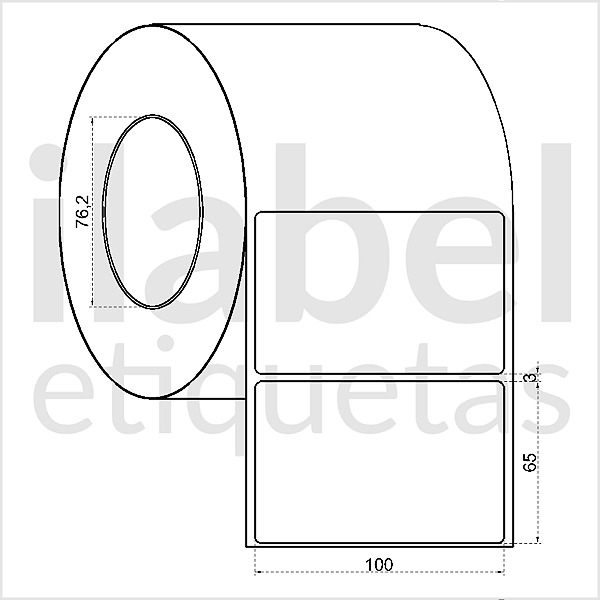 Etiqueta adesiva 100x65mm 10x6,5cm Poliéster cromo fosco p/ Zebra ZT230 S4M ZT410 Rolo c/ 1323 (90m) Tubete 3 polegadas