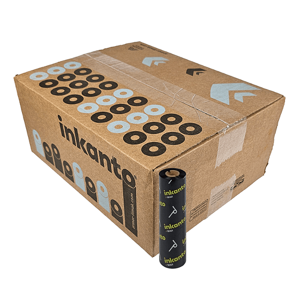 Ribbon 110x74 Cera Armor Inkanto AWR1 Externo para etiqueta Couché 1/2 pol para Zebra Argox Elgin - Caixa c/ 48 unidades
