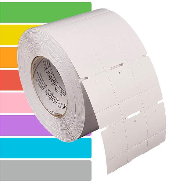 Etiqueta tag roupa adesiva 35x60mm 3,5x6cm (3 col) 1 picote Couche cartão Zebra ZT230 S4M Rolo 90m Tubete 3 pol