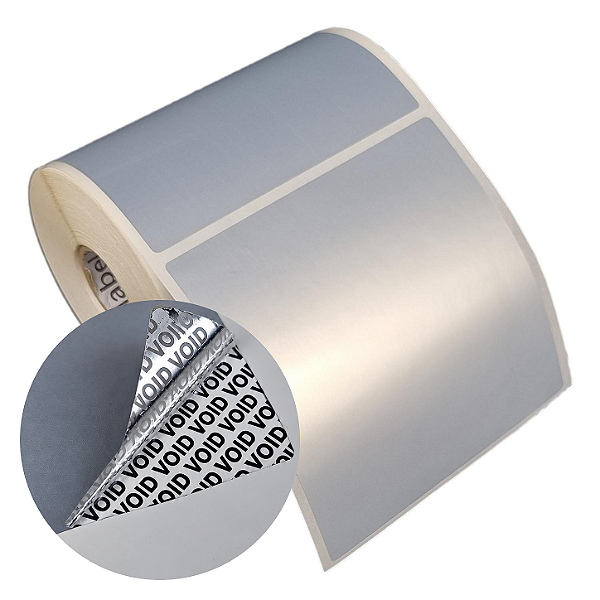 Etiqueta adesiva 100x100mm 10x10cm VOID prata fosco p/ Zebra Argox Elgin - Rolo c/ 291 (30m)