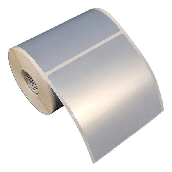 Etiqueta adesiva 100x100mm 10x10cm VOID prata fosco p/ Zebra Argox Elgin - Rolo c/ 291 (30m)