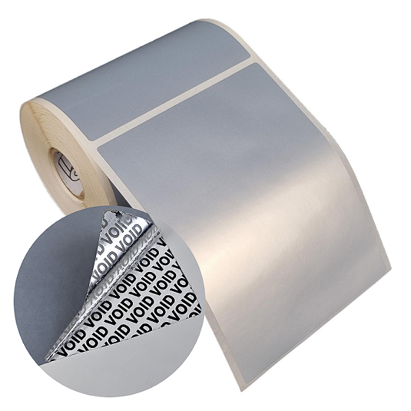 Etiqueta adesiva 100x130mm 10x13cm VOID prata fosco p/ Zebra Argox Elgin - Rolo c/ 226 (30m)