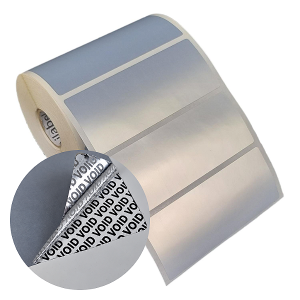 Etiqueta adesiva 100x40mm 10x4cm VOID prata fosco p/ Zebra Argox Elgin - Rolo c/ 698 (30m)