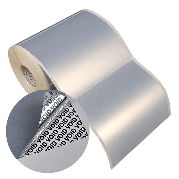 Etiqueta adesiva 100x90mm 10x9cm VOID prata fosco p/ Zebra Argox Elgin - Rolo c/ 323 (30m)