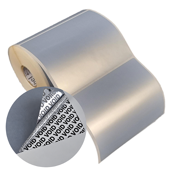 Etiqueta adesiva 102x85mm 10,2x8,5cm VOID prata fosco p/ Zebra Argox Elgin - Rolo c/ 341 (30m)