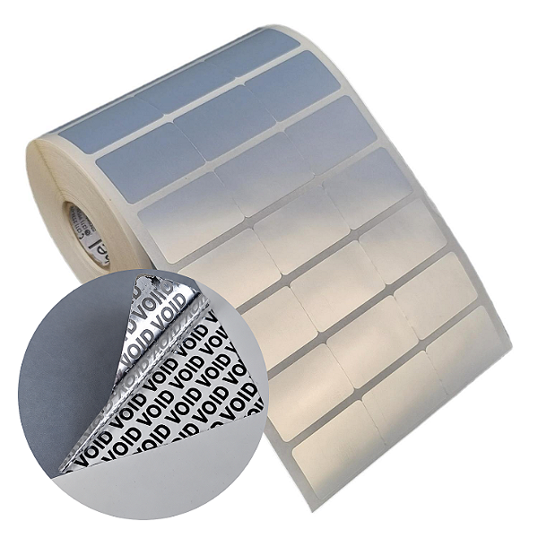 Etiqueta adesiva 33x21mm 3,3x2,1cm (3 colunas s/ espaçamento) VOID prata fosco Zebra Argox Elgin Rolo c/ 3750 (30m)