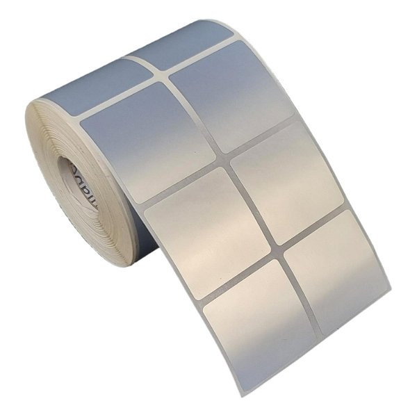 Etiqueta adesiva 40x40mm 4x4cm (2 colunas) VOID prata fosco p/ Zebra Argox Elgin - Rolo c/ 1394 (30m)