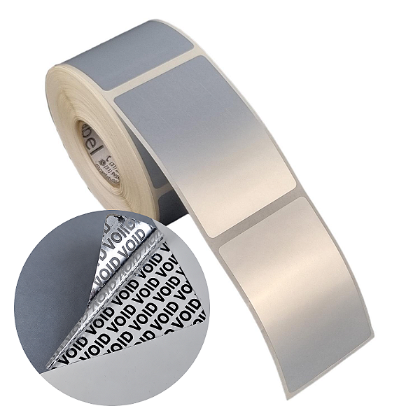 Etiqueta adesiva 40x60mm 4x6cm (1 coluna) VOID prata fosco p/ Zebra Argox Elgin - Rolo c/ 476 (30m)