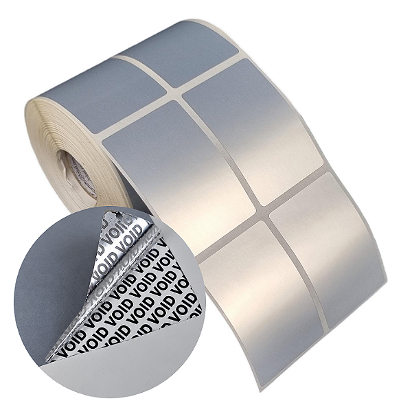 Etiqueta adesiva 40x60mm 4x6cm (2 colunas) VOID prata fosco p/ Zebra Argox Elgin - Rolo c/ 952 (30m)