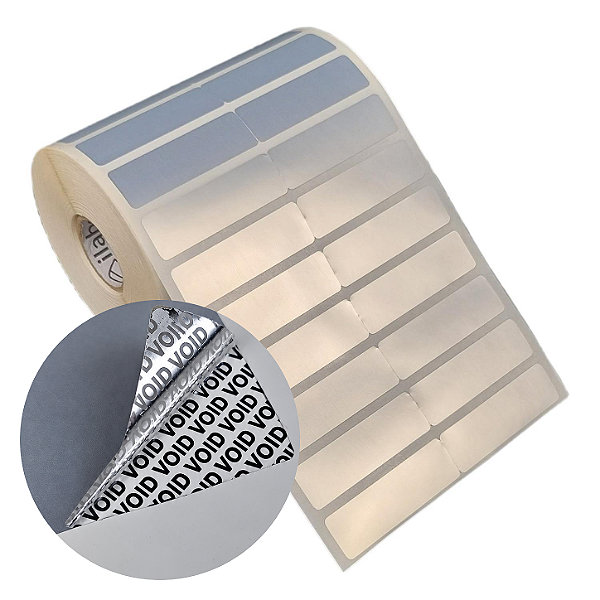 Etiqueta adesiva 50x15mm 5x1,5cm (2 colunas s/ espaçamento) VOID prata fosco p/ Zebra Argox Rolo c/ 30m