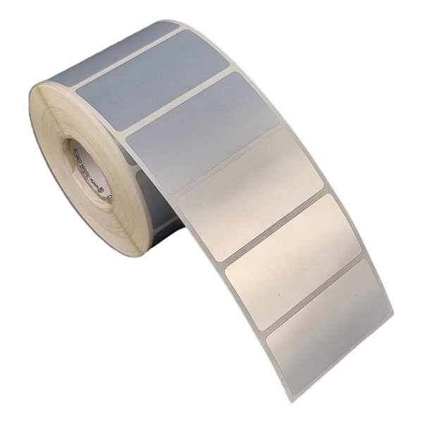 Etiqueta adesiva 50x25mm 5x2,5cm (1 coluna) VOID prata fosco p/ Zebra Argox Elgin - Rolo c/ 1071 (30m)