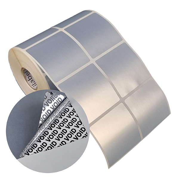 Etiqueta adesiva 50x50mm 5x5cm (2 colunas) VOID prata fosco p/ Zebra Argox Elgin - Rolo c/ 1132 (30m)
