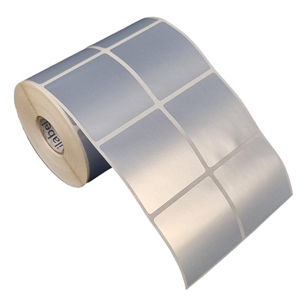 Etiqueta adesiva 50x50mm 5x5cm (2 colunas) VOID prata fosco p/ Zebra Argox Elgin - Rolo c/ 1132 (30m)