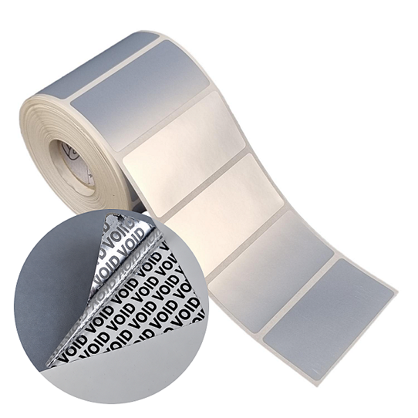 Etiqueta adesiva 60x30mm 6x3cm VOID prata fosco p/ Zebra Argox Elgin - Rolo c/ 909 (30m)