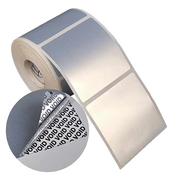 Etiqueta adesiva 60x60mm 6x6cm VOID prata fosco p/ Zebra Argox Elgin - Rolo c/ 476 (30m)