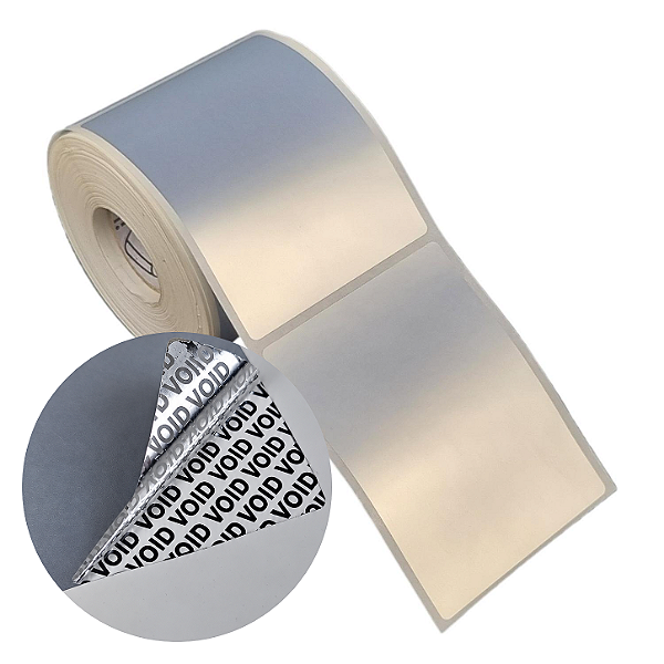 Etiqueta adesiva 60x80mm 6x8cm VOID prata fosco p/ Zebra Argox Elgin - Rolo c/ 361 (30m)