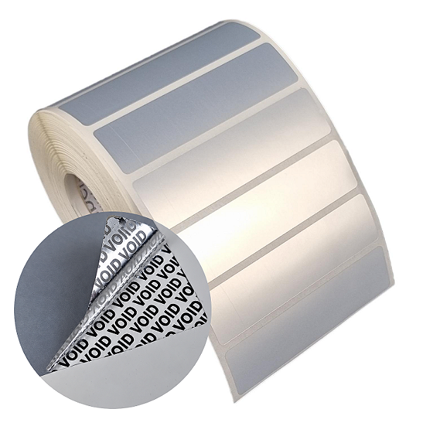 Etiqueta adesiva 80x20mm 8x2cm VOID prata fosco p/ Zebra Argox Elgin - Rolo c/ 1304 (30m)