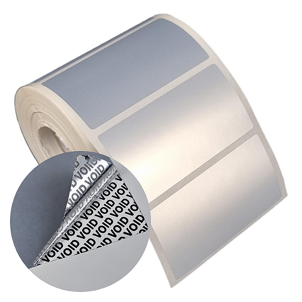 Etiqueta adesiva 80x40mm 8x4cm VOID prata fosco p/ Zebra Argox Elgin - Rolo c/ 698 (30m)