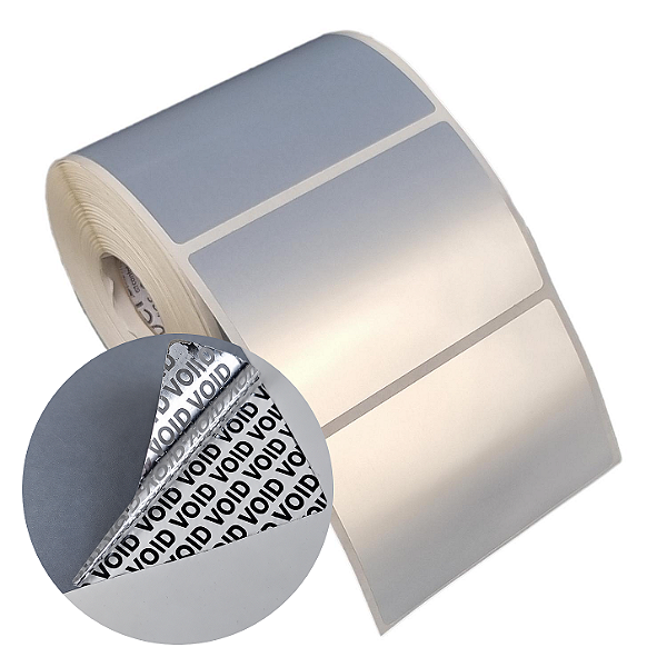 Etiqueta adesiva 80x50mm 8x5cm VOID prata fosco p/ Zebra Argox Elgin - Rolo c/ 566 (30m)