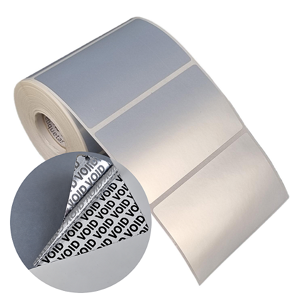 Etiqueta adesiva 85x50mm 8,5x5cm VOID prata fosco p/ Zebra Argox Elgin - Rolo c/ 566 (30m)