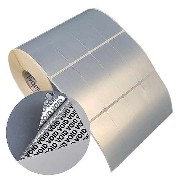 Etiqueta adesiva 26x54mm 2,6x5,4cm (4 colunas) VOID prata fosco p/ Zebra Argox Elgin - Rolo c/ 2104 (30m)