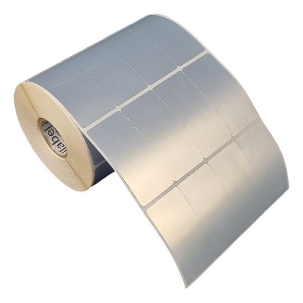 Etiqueta adesiva 26x54mm 2,6x5,4cm (4 colunas) VOID prata fosco p/ Zebra Argox Elgin - Rolo c/ 2104 (30m)